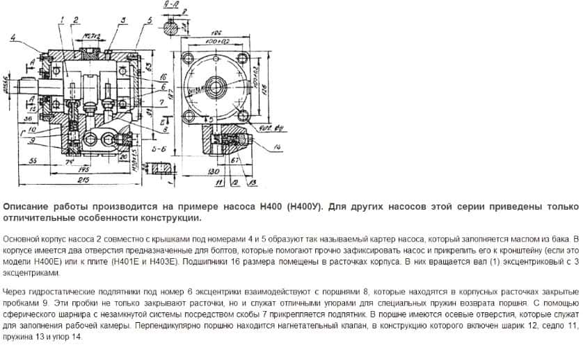 Насос Н401: Н401е, Н401ур, Н401У, Н4001ер габаритные размеры